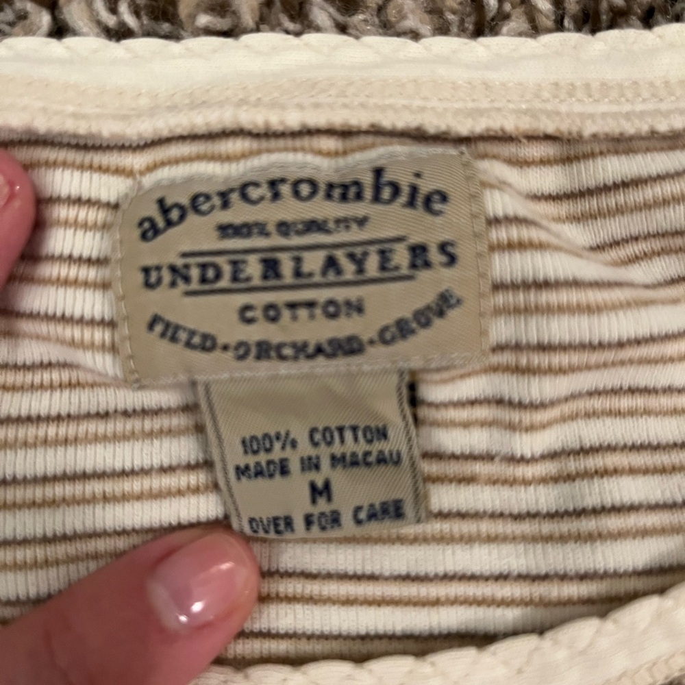 Vintage Abercrombie 90s Y2K Long Sleeve Striped Underlayer - Picture 2 of 5